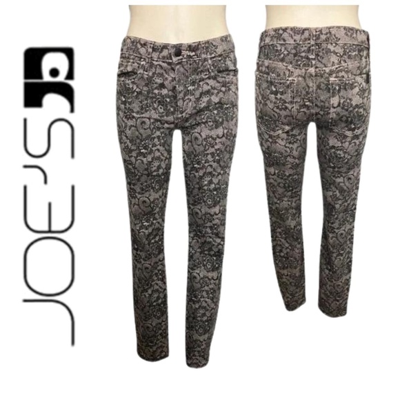 EUC Joe's Jeans Blush Chantilly Lace Print Skinny Jeans // Size 26 - Picture 1 of 8